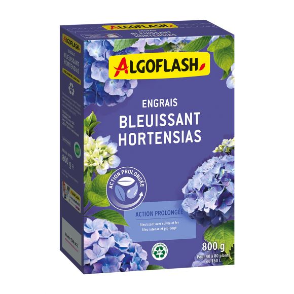 Engrais nutritif Bleuissant Hortensias à action prolongée, 800 g, Algoflash.