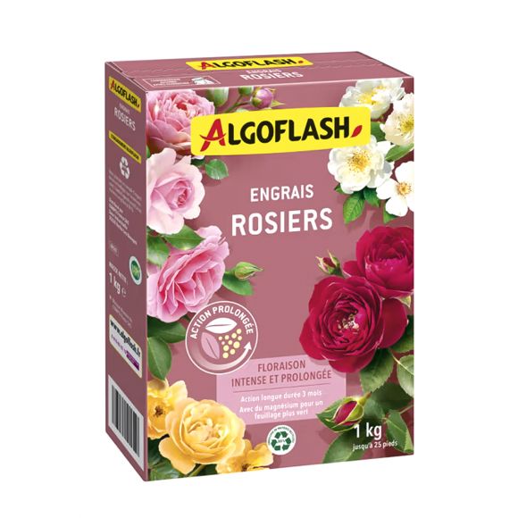 Engrais nutritif Algoflash pour tous types de rosiers 1 kg.