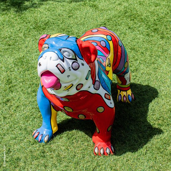 Statue Bouledogue Anglais Pop Multicolore Résine