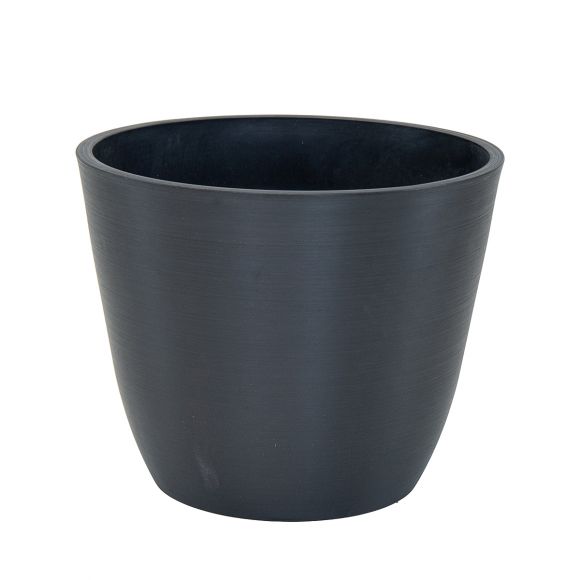 Pot de fleurs rond éco-responsable, bac à plantes couleur noir Ecostone.