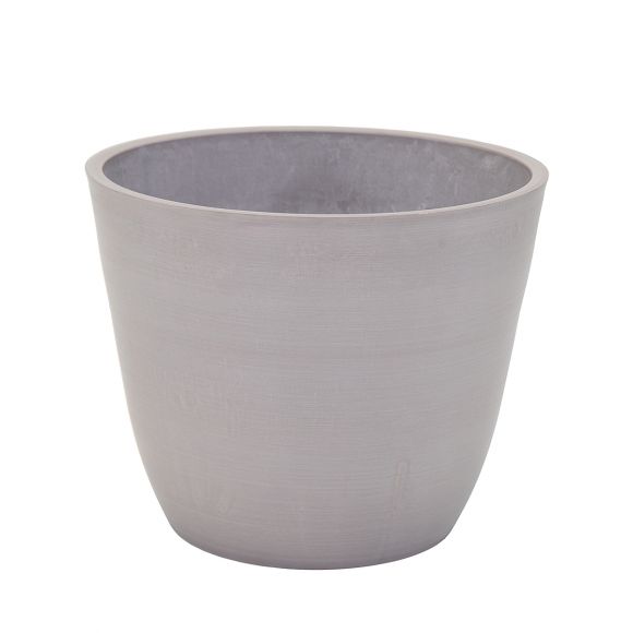 Pot de fleurs rond éco-responsable, bac à plantes couleur   taupe Ecostone.